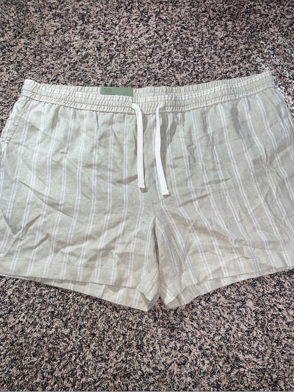 Goodfellow & Co. Linen Pull On Green Striped Shorts Men XL The Vacay NWT